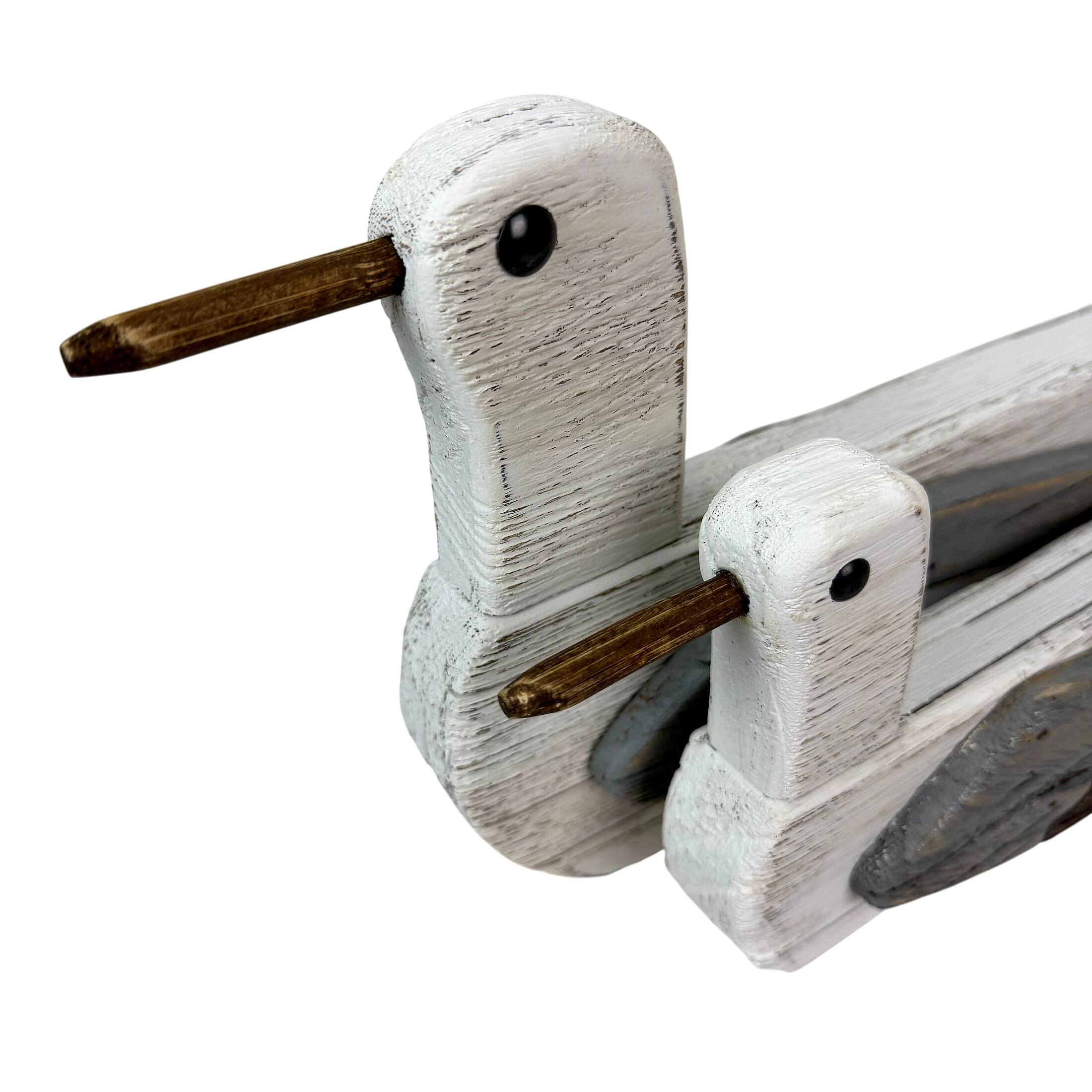 Alt View 9. Things2Die4 - Wooden Seagull Statues Set of 2 Coastal White Bird Shelf Decor 7.5 In - White.
