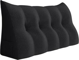 wowmax - Full Size Wedge Pillow - Plush Triangle Headboard Bolster for Bed Reading Support - Black