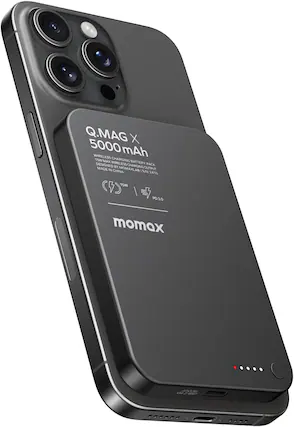 Q.MAG X 5000 mAh WIRELESS CHARGING 15W MAX WIRELESS ESS BATTERY PACK DESIGNED BY CHARGING MADE IN MOMAXLAB OUTPUT CHINA 1 5/N 2415 15W (V / PD3.0 3.0 momax ... 040