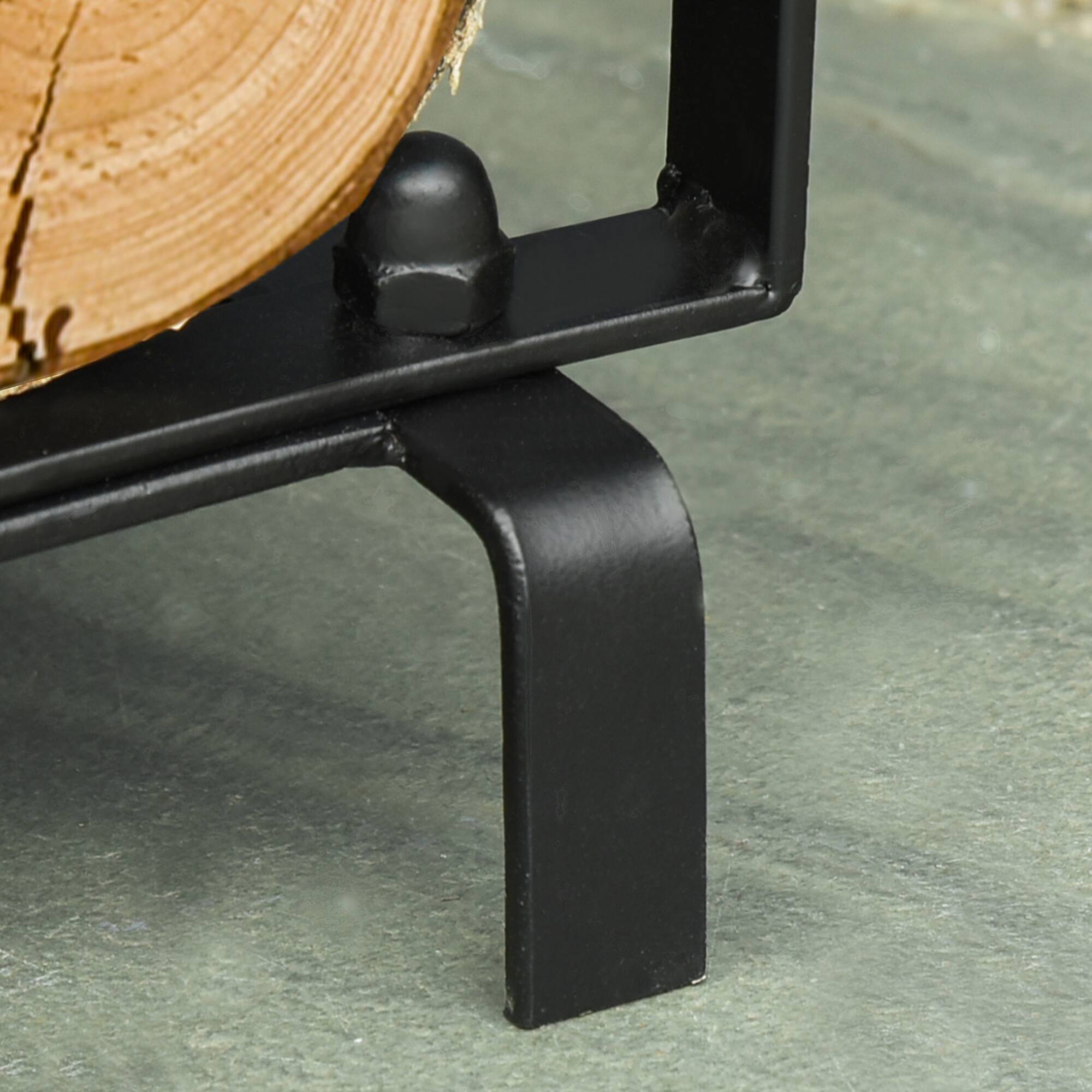 Alt View 5. TinyHomie - Firewood Rack Fireplace Tools Indoor Outdoor 2 Tiers Fireplace Wood Stove Hearth Fire Pit Black.