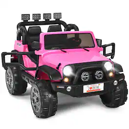 Gymax - 12V Electric Kids Ride On Car w/ Remote Control Storage Box Music - Pink