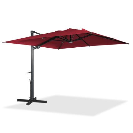 Front. Mondawe - 10x10ft Patio Cantilever Umbrella Square Large Offset Sun Umbrella with LED Light Panel - Red.