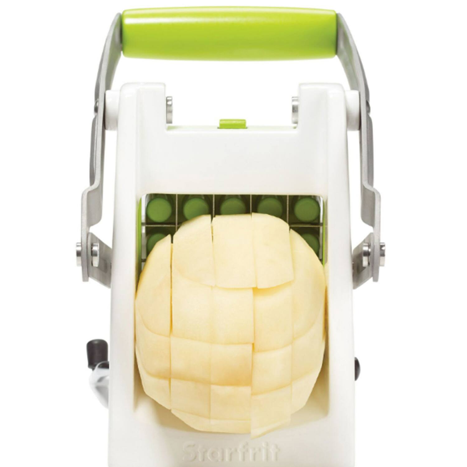 Left. Starfrit - Pro Fry Cutter and Cuber Multiuse Kitchen Tool - White/Green.