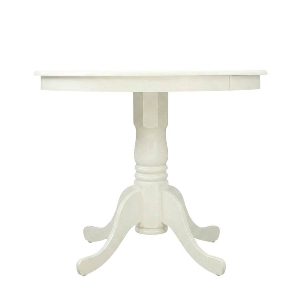 Angle. FurniFact - White Solid Wood Dining Table for 2 with Chairs - Linen White.