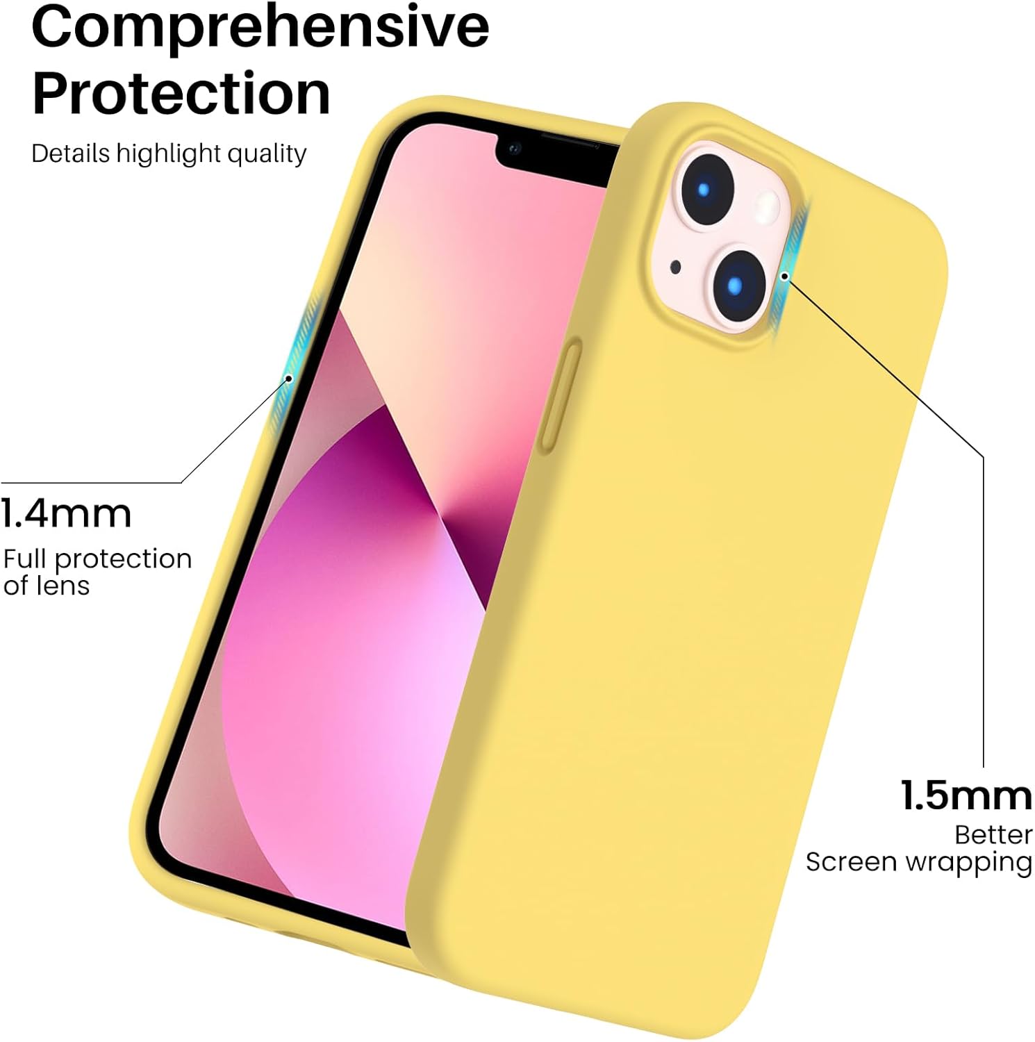 Comprehensive Protection
Details highlight quality
1.4mm Full protection of lens
1.5mm Better Screen wrapping