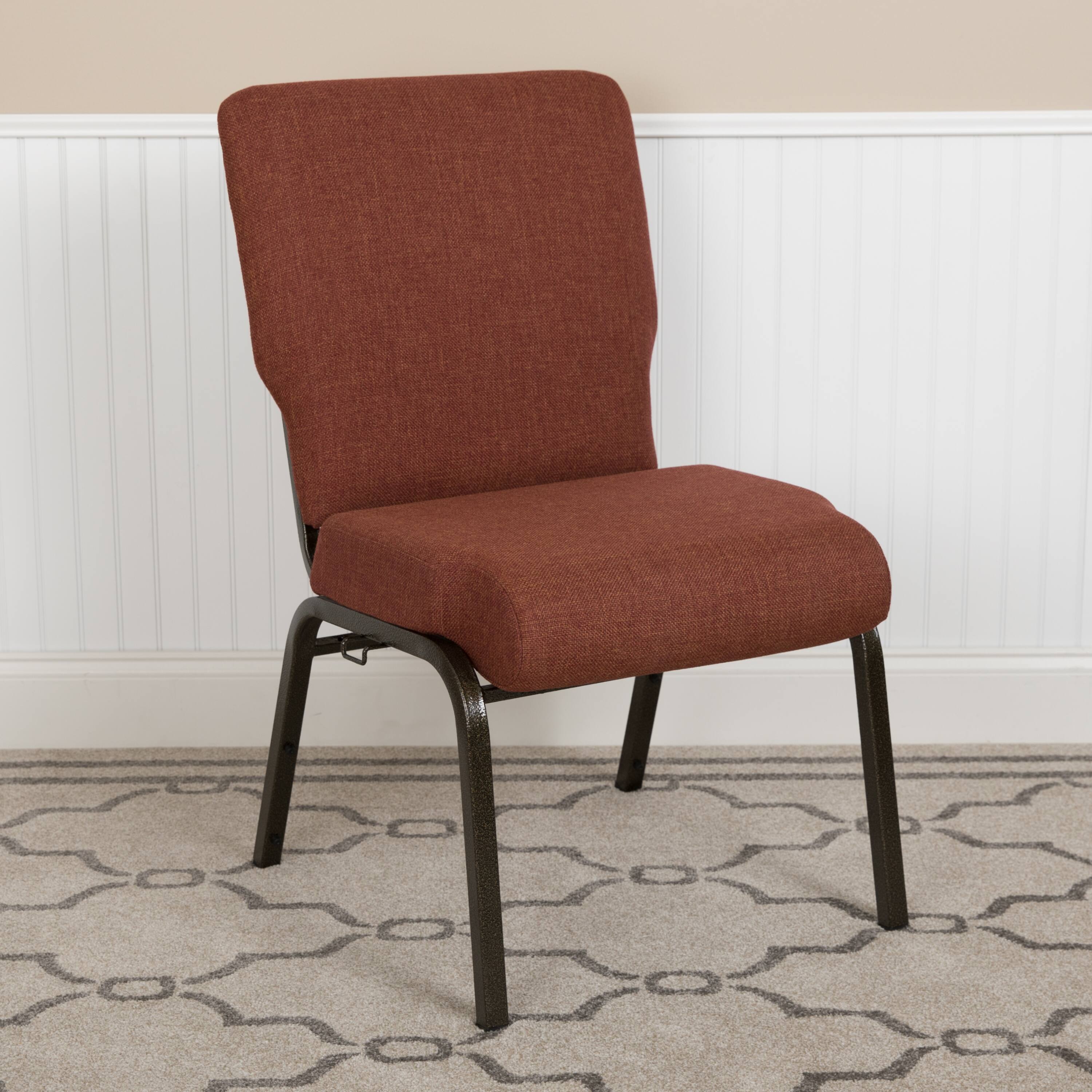Alt View 1. Emma + Oliver - Stacking Auditorium Chair with 20.5" Seat - Cinnamon Fabric/Gold Vein Frame.