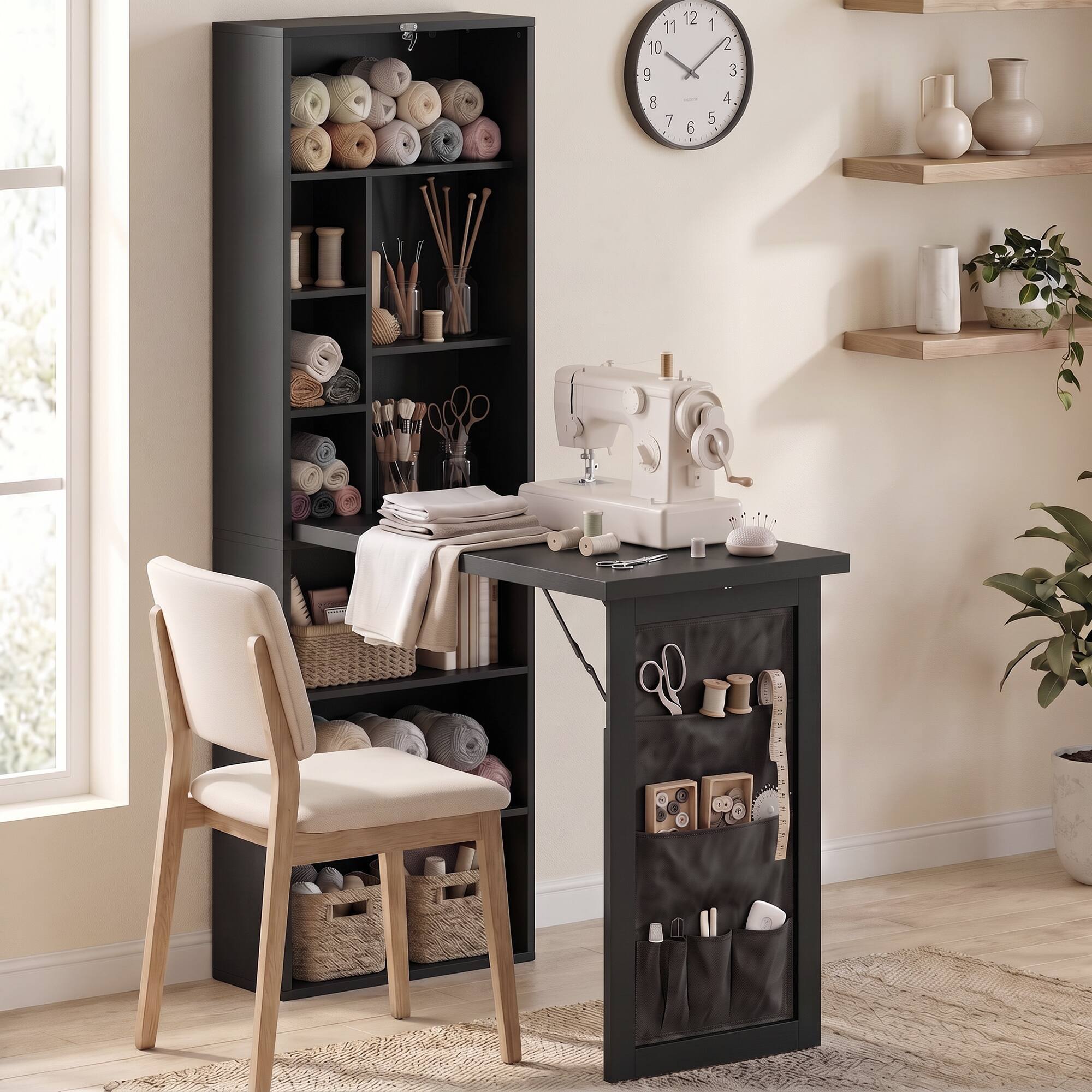 Alt View 8. Homcom - Convertible Writing Table with Storage Shelves, Bag - Black.