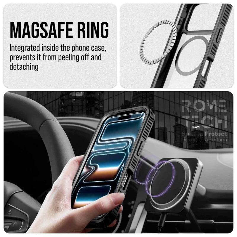 MAGSAFE RING  
Integrated inside the phone case, prevents it from peeling off and detaching  

ROME TECH  
Alurie Protect  
Perform