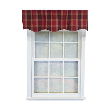Front. RLF Home - RLF Home 100% PolyesterDuncaster Shapped Valanc Fully lined Rod Pocket Valance 50" x 13" Burgundy - Burgundy.