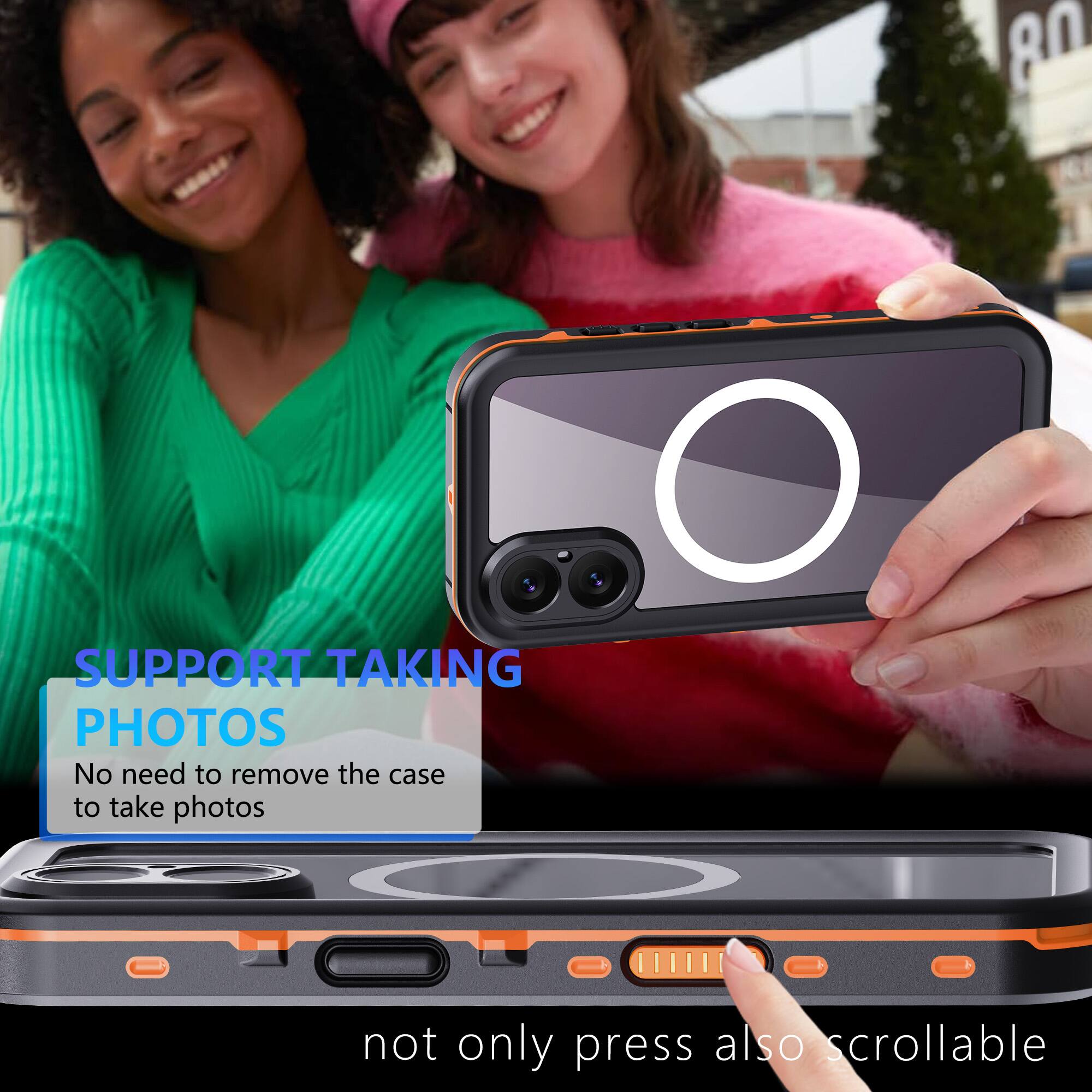 80 SUPPORT TAKING PHOTOS  
No need to remove the case to take photos  
not only press also scrollable