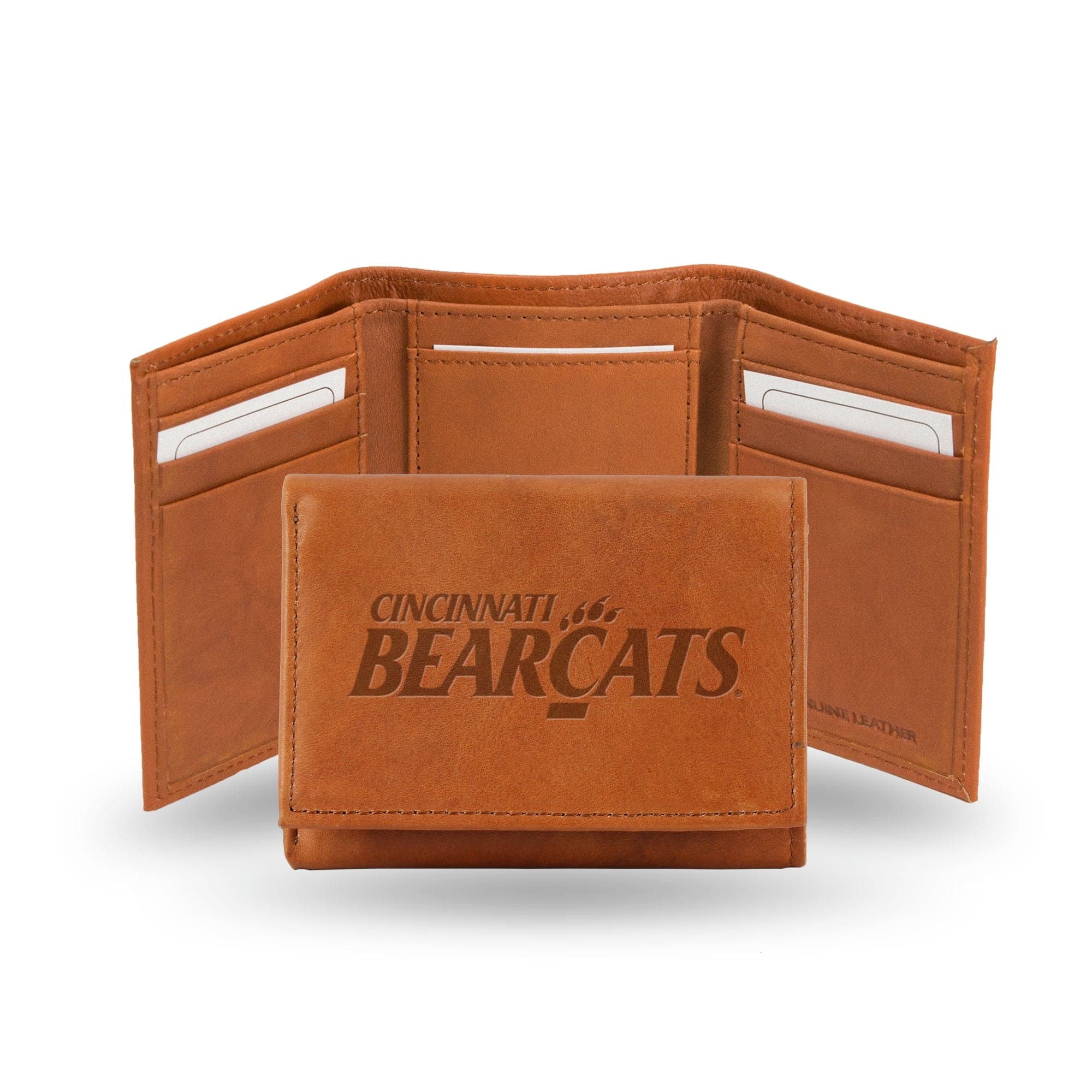 Rico Industries - Cincinnati Bearcats Brown Leather Embossed Trifold Wallet - Multi
