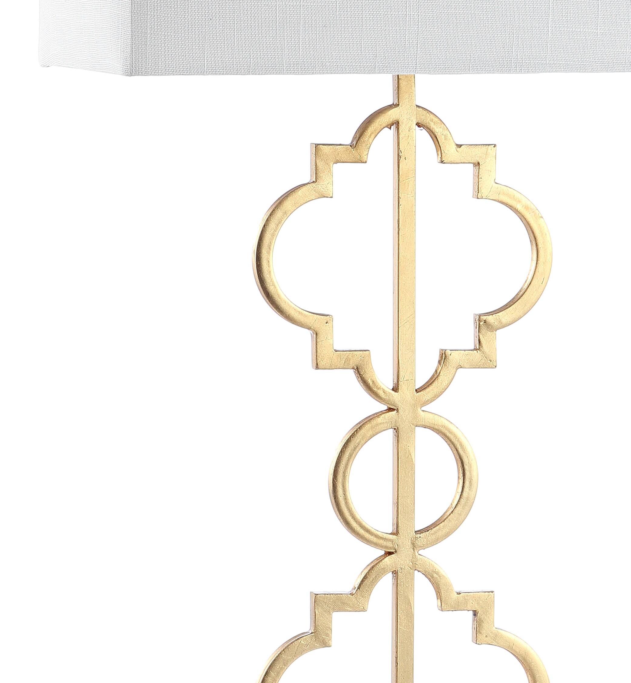 Alt View 6. Jonathan Y - Selina 32" Iron Ogee Trellis Modern LED USB Table Lamp, Gold Painting - Gold Painting.