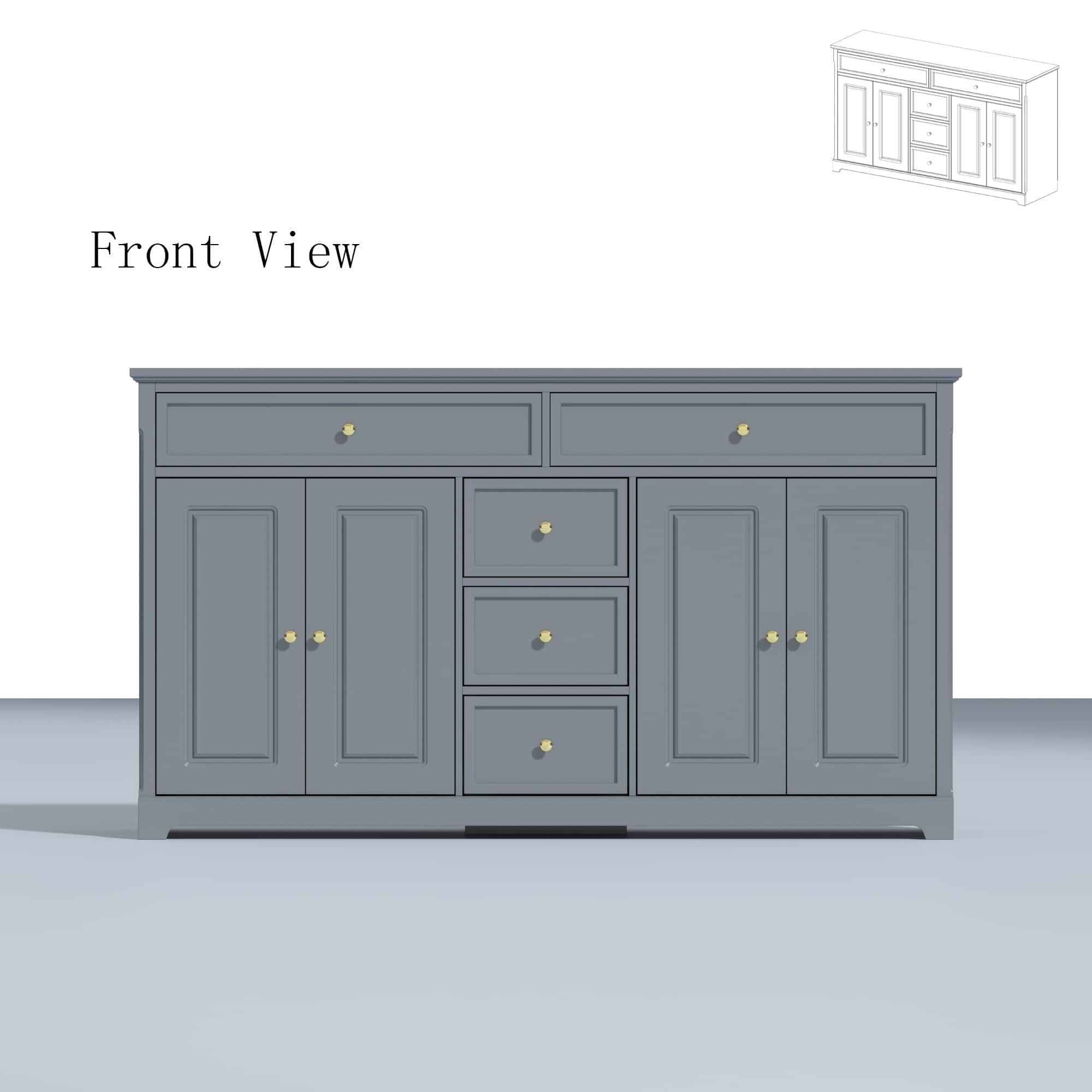 Famapy - Buffet Cabinet Timeless Storage Credenzas with Modern Ease - Gray
