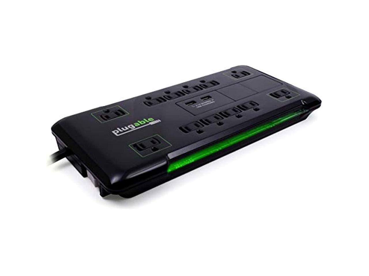 Alt View 8. Plugable Technologies - Plugable Surge Protector Power Strip - 12-Outlet, 2-Port USB, 6ft (1.8m) - Black.