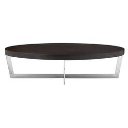 Manhattan Lane - Tini 55 Inch Coffee Table, Oval Top, Chrome Frame - Espresso Brown, Chrome