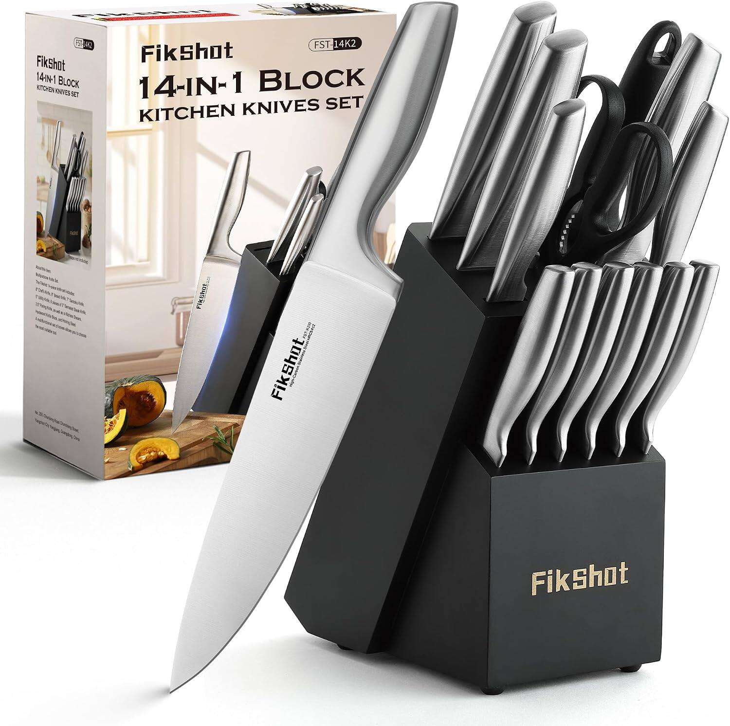 FST-14K2 FikShot 14-IN-1 BLOCK KNIVES SET KITCHEN