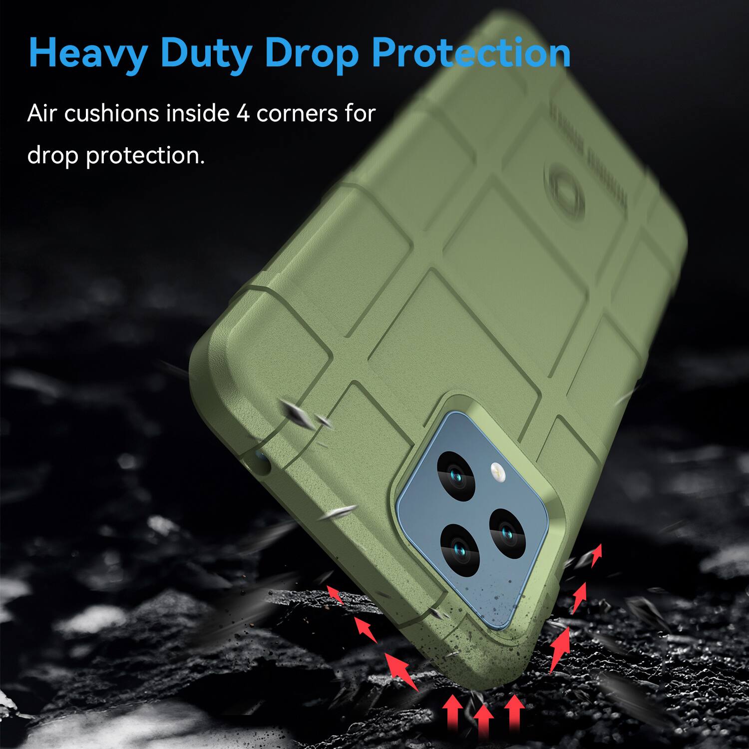 Heavy Duty Drop Protection  
Air cushions inside 4 corners for drop protection.