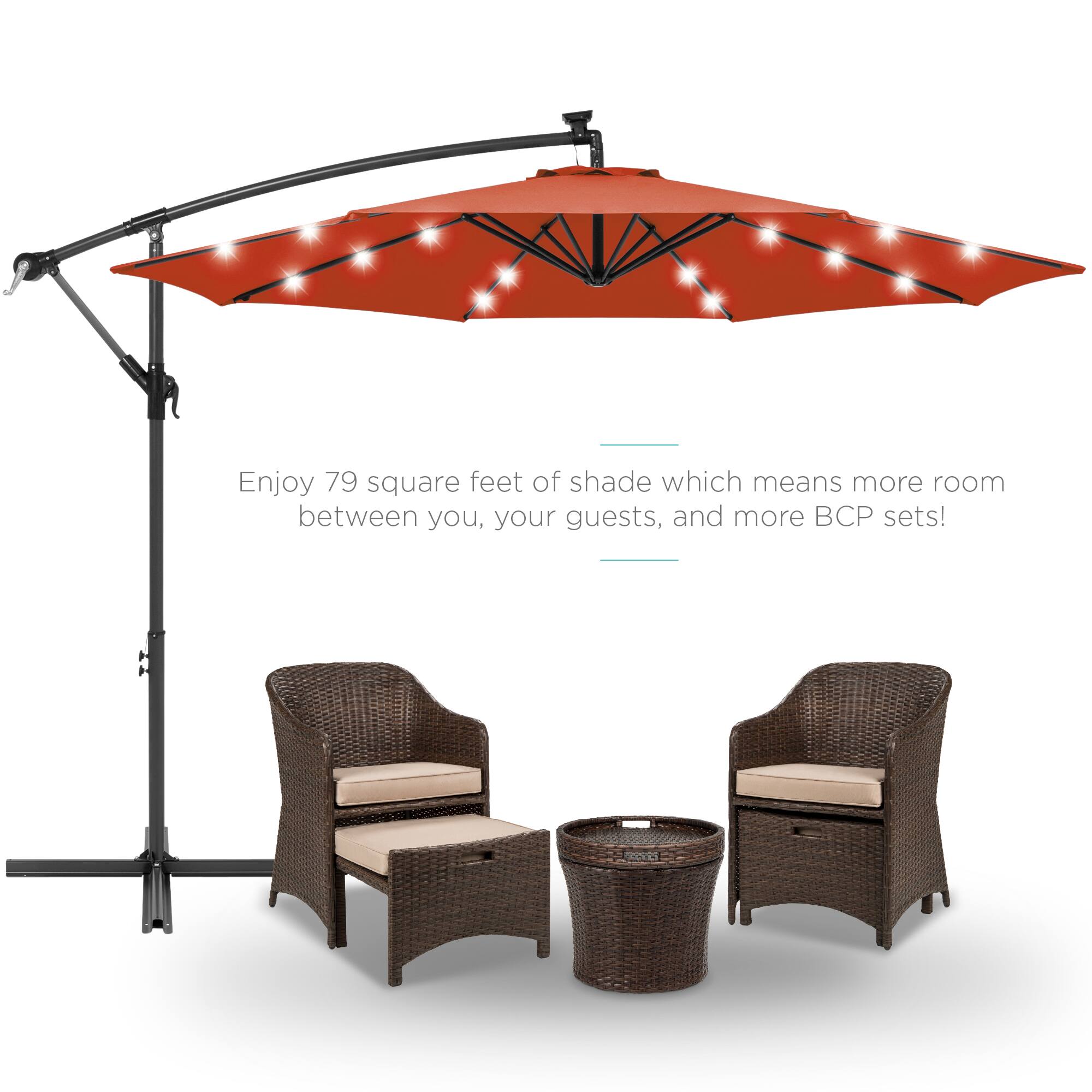 Enjoy 79 square feet of shade which means more room between you, your guests, and more BCP sets!