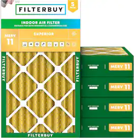 Filterbuy - 18x30x4 MERV 11 Pet & Allergy Defense, Electrostatic Pleated HVAC AC Furnace Air Filters Replacement (5-Pack) - Gold