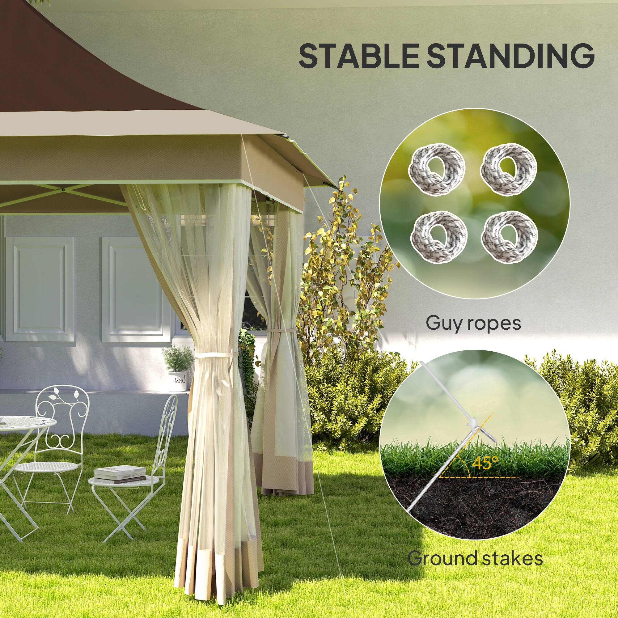 STABLE STANDING

Guy ropes

Ground stakes