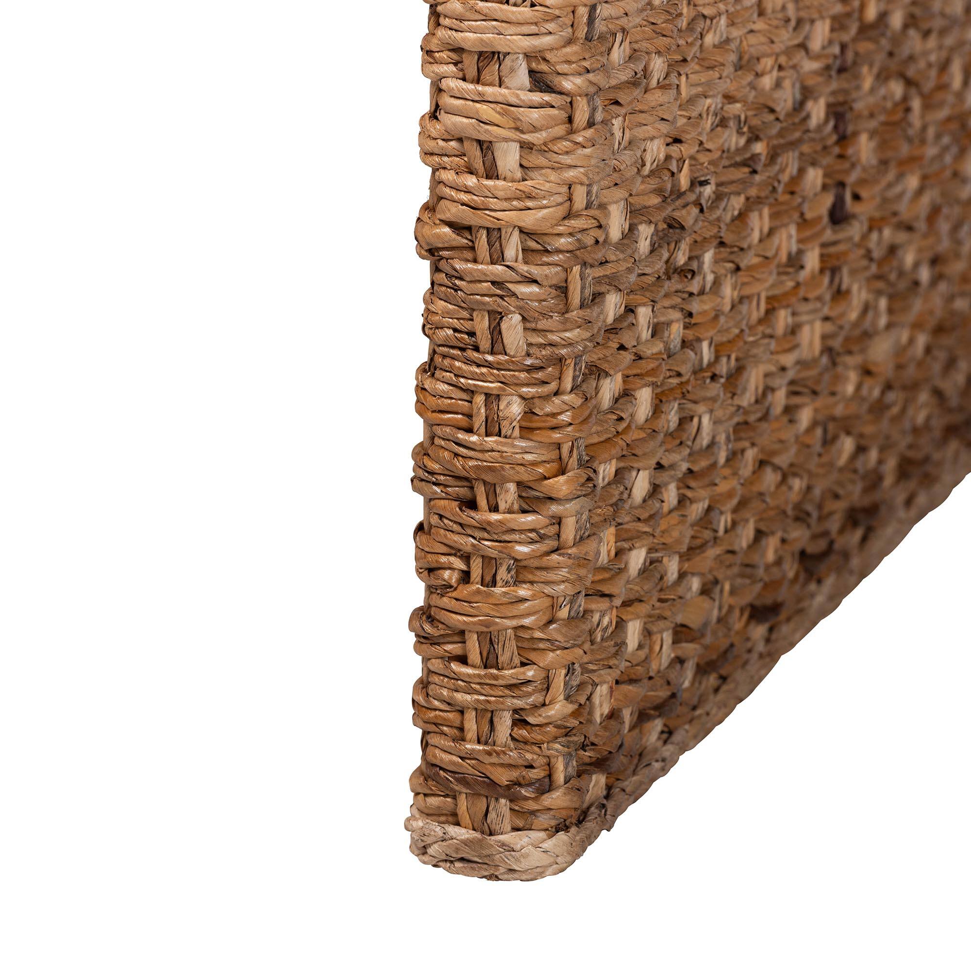 Back. bali & pari - Alda Handwoven Seagrass Coffee Table - Rustic Wicker Waterfall Accent Table for Living Room or Sunroom - Natural Brown.