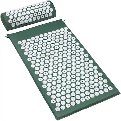 Front. Sorbus - Sivan Acupressure Mat and Pillow Set for Stress, Back & Neck Pain, Acupuncture, Muscle Relaxation, Sciatica, Meditation - Green.
