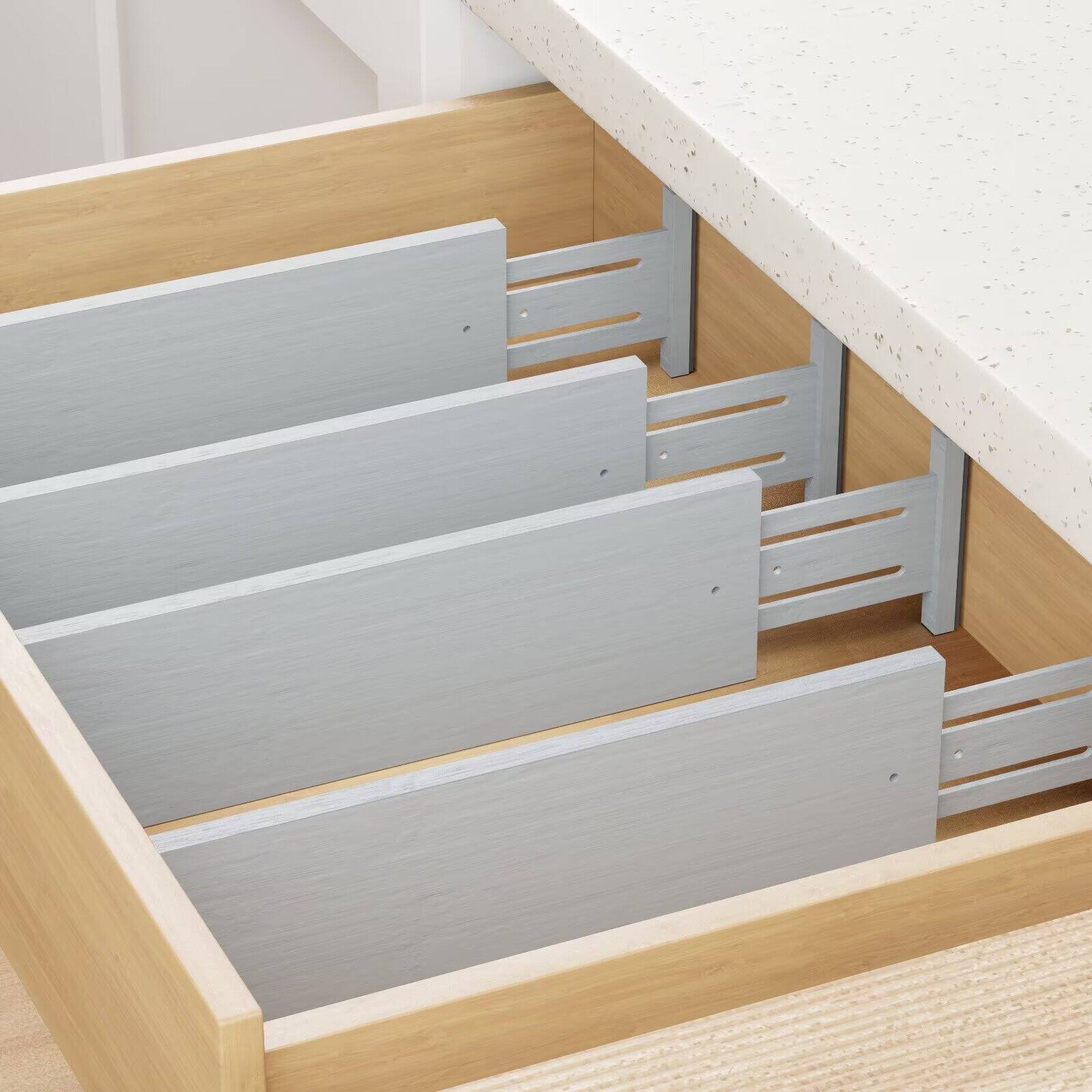 Alt View 2. Tooloton - Expandable Dresser Drawer Dividers 6-Pack, Grey Adjustable Organizers 17-22 Inches, 4.65" High for Clothing Storage - Grey.