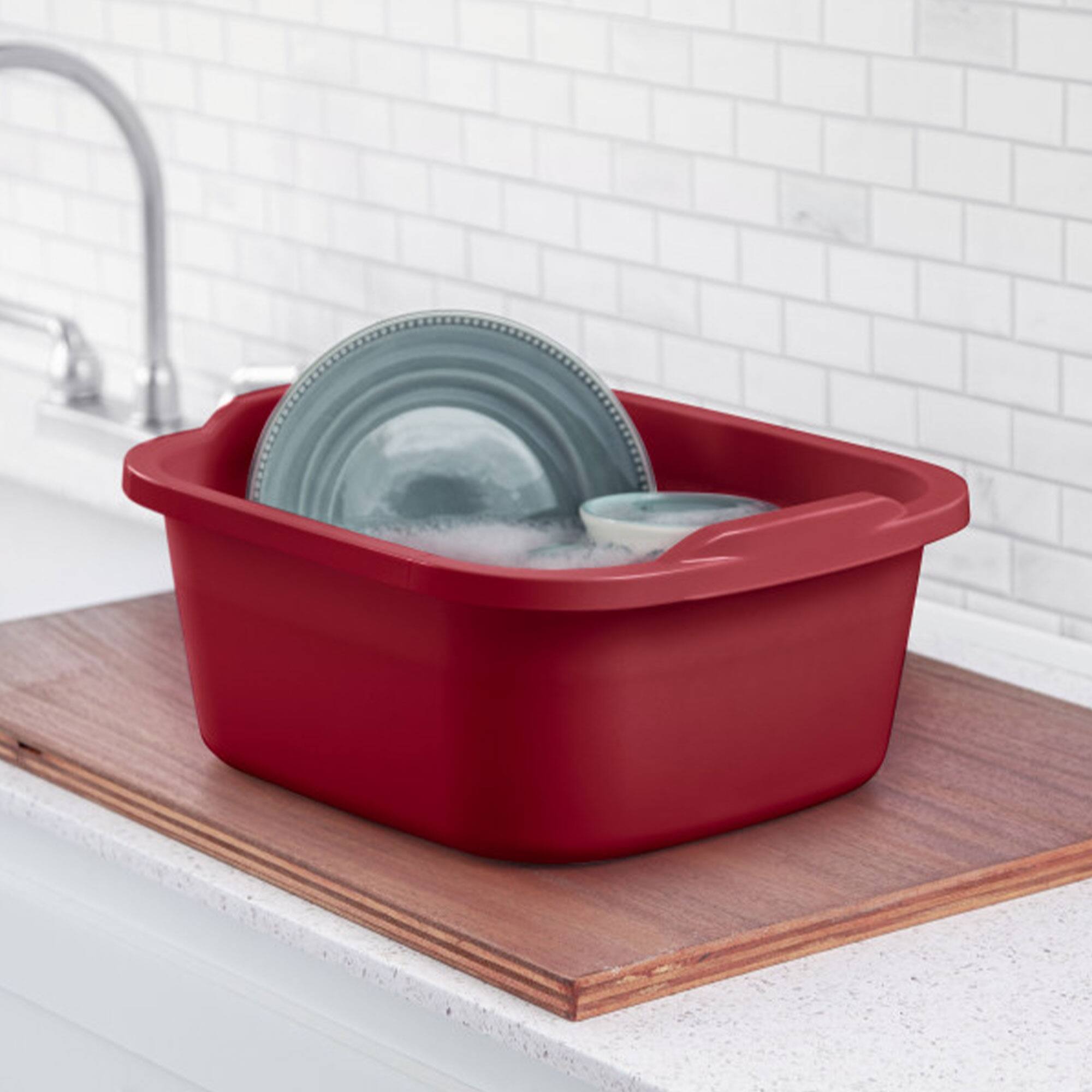Alt View 2. Sterilite - Sterilite Large Multi-Function Home 12-Qt Sink Dish Washing Pan, Red (8 Pack) - Red.