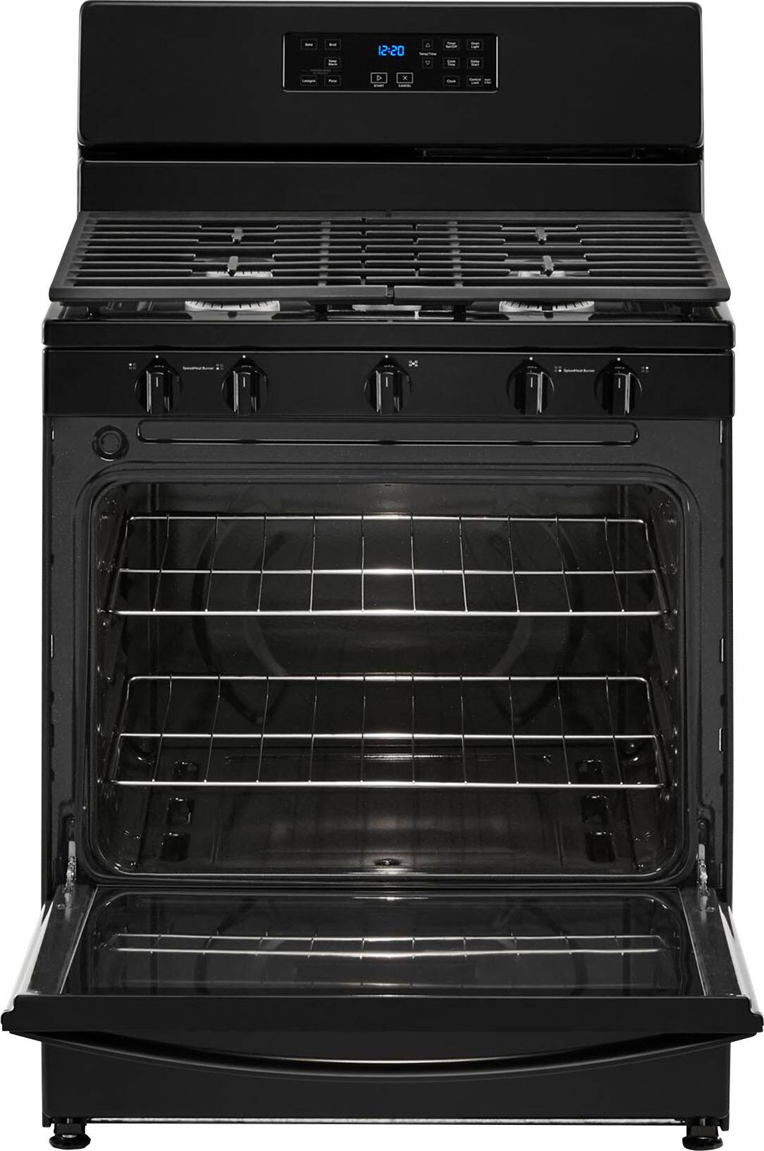 Angle. Whirlpool - 5.1 Cu. Ft. Freestanding Gas Range with Edge to Edge Cooktop - Black.