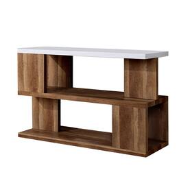 Manhattan Lane - Two Tone Modern Sofa Table with Bottom Shelf, White and Brown - White, Brown