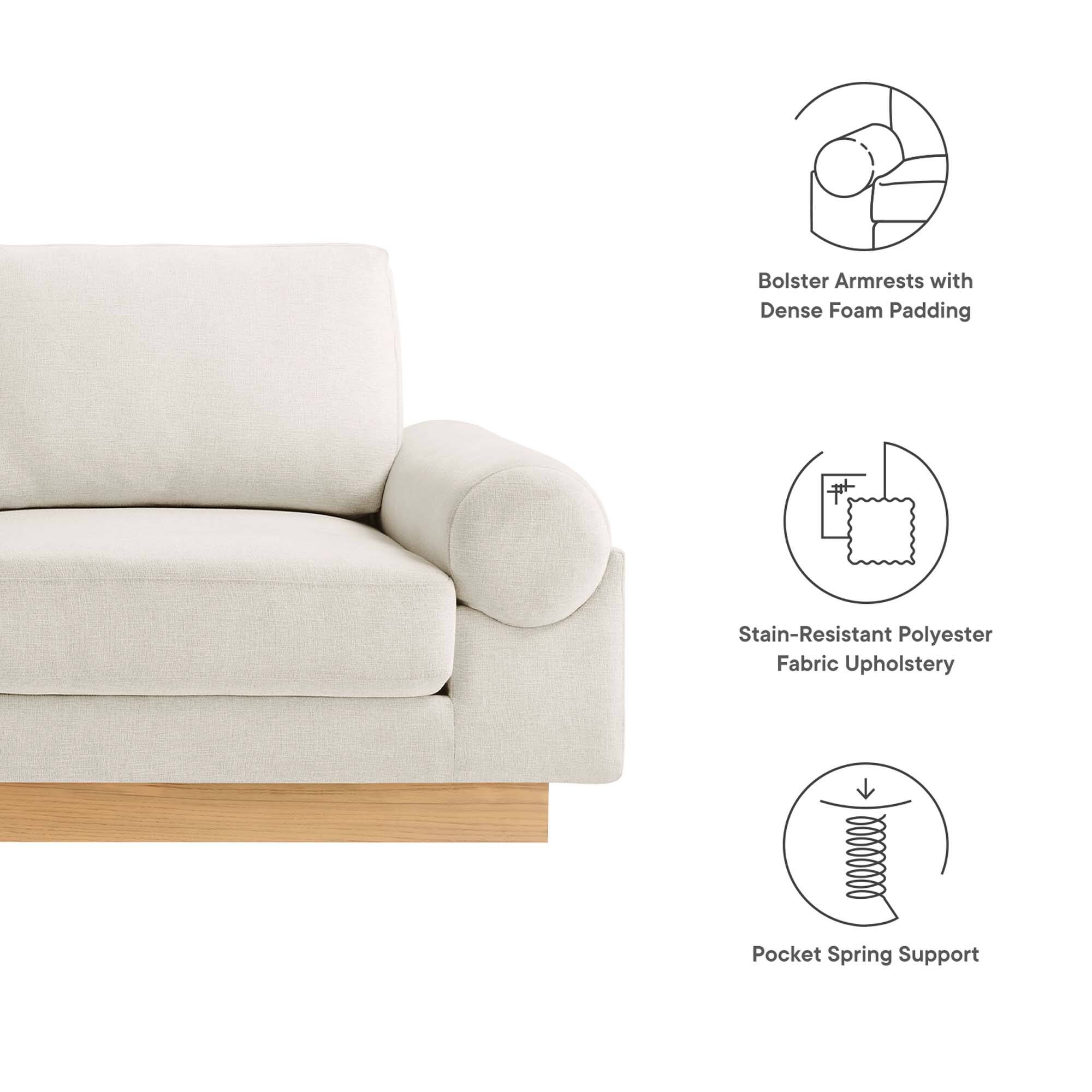 - Bolster Armrests with Dense Foam Padding
- Stain-Resistant Polyester Fabric Upholstery
- Pocket Spring Support