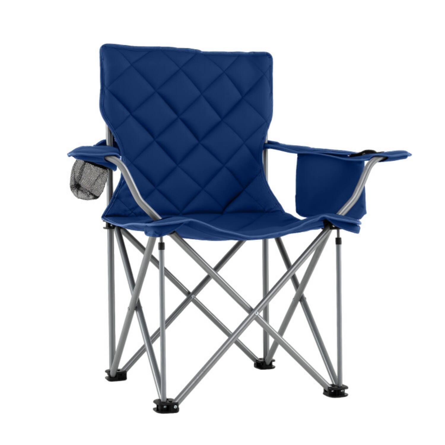 Alt View 5. Mondawe - Oversized Folding Camping Chair w Cooler Pouch & Cup Holder Heavy Duty 500 lbs Padded Armrests - Navy.