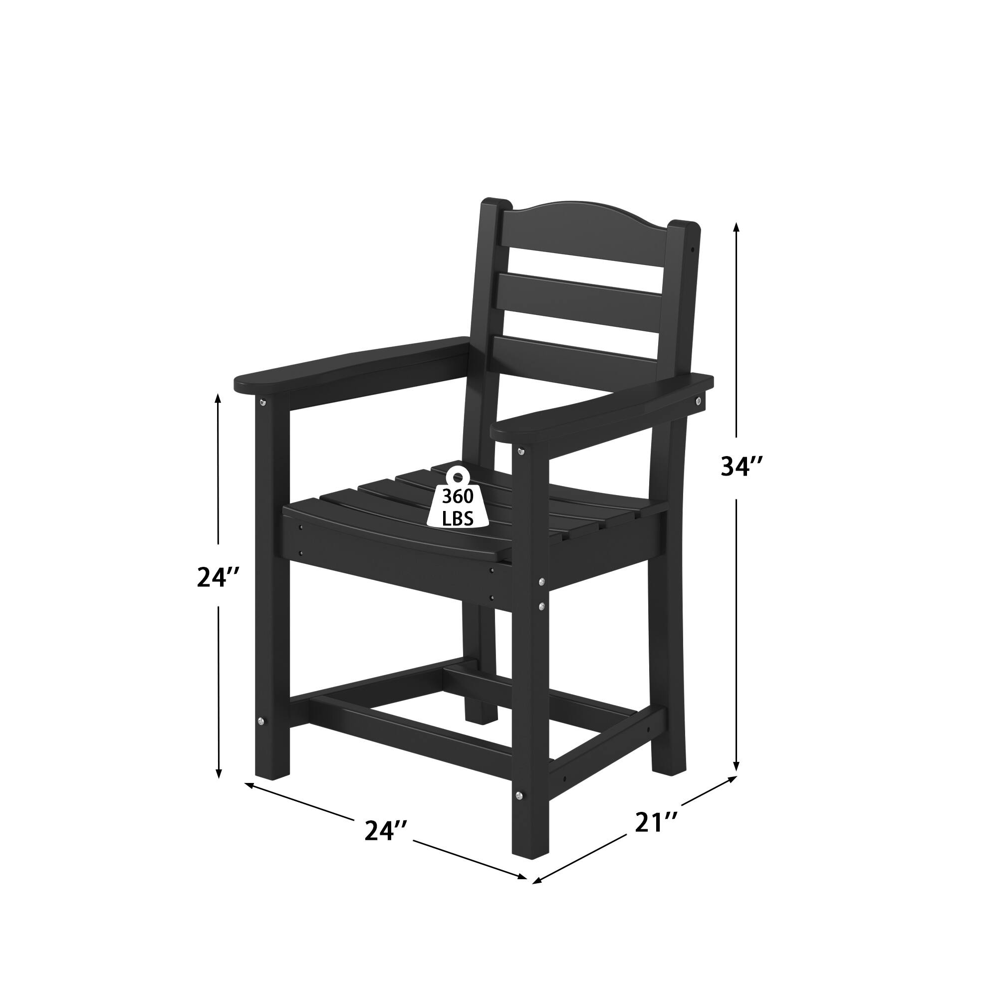 360 LBS  
34"  
24"  
24"  
21"