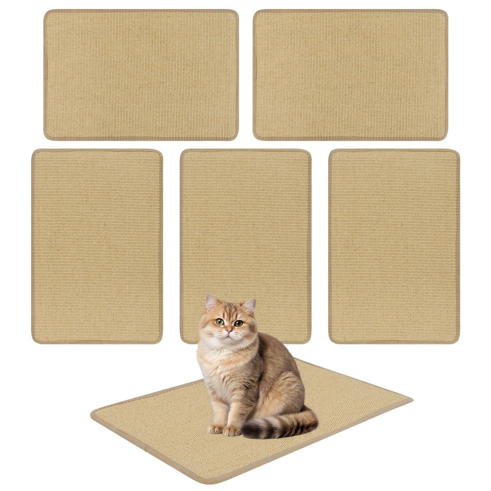 Front. Gymax - Gymax 6PCS Cat Scratcher Mat Set 24'' x 16'' Sisal Pads w/ Adhesive Hook Loop Tapes - Yellow.