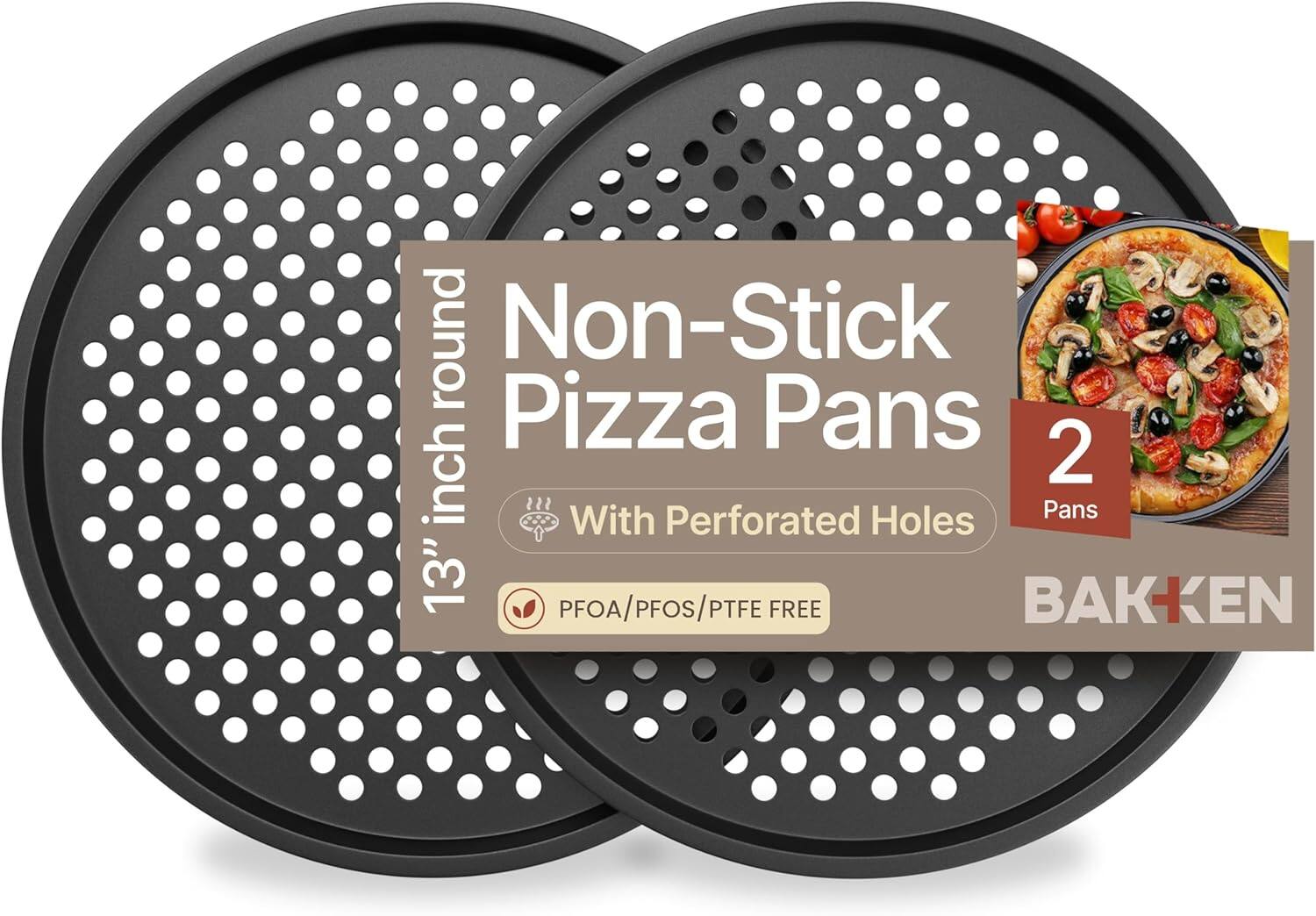 Bakken- Swiss - BAKKENMASTER 13-Inch Non-Stick Perforated Pizza Pan – Carbon Steel, 2 Trays, PTFE, PFOA & PFOS Free - Black price history on PriceWatchPro