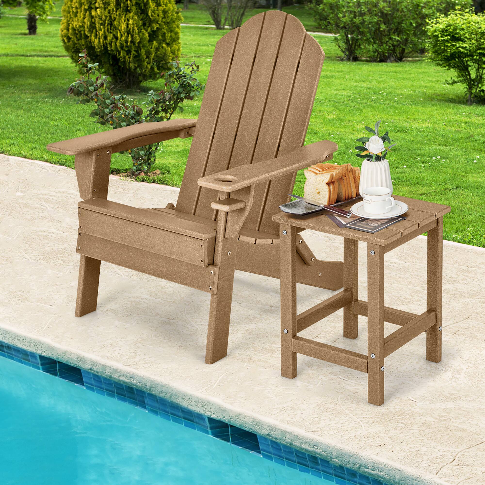 Alt View 3. Costway - Costway 14" Patio Adirondack Side End Table HDPE Square Weather Resistant Garden - Brown.