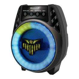 iQ Sound - 4 Inch Bluetooth TWS Rechargeable LED Light Party Speaker in Black