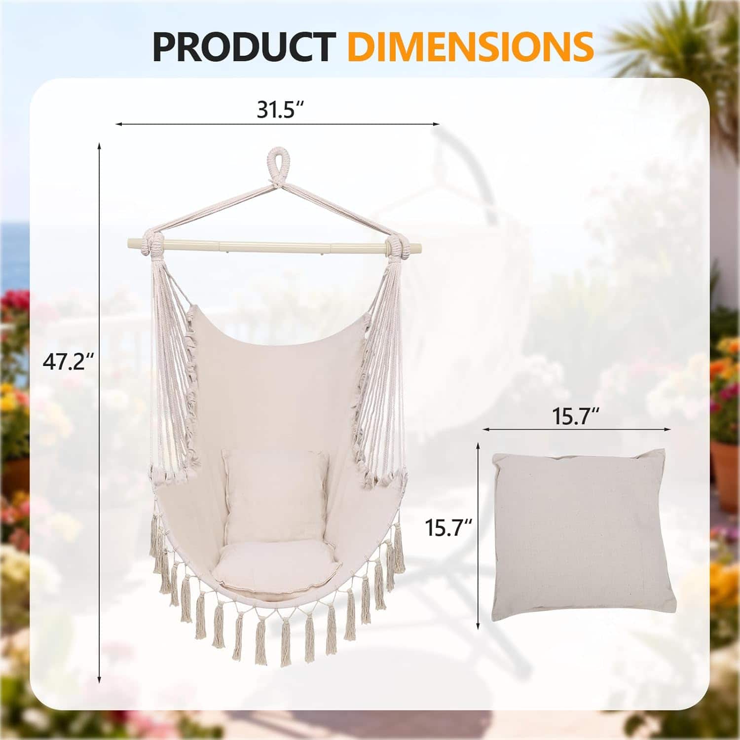 Winado Hanging Rope Swing Hammock Chair Macrame Hammock Swing Seat