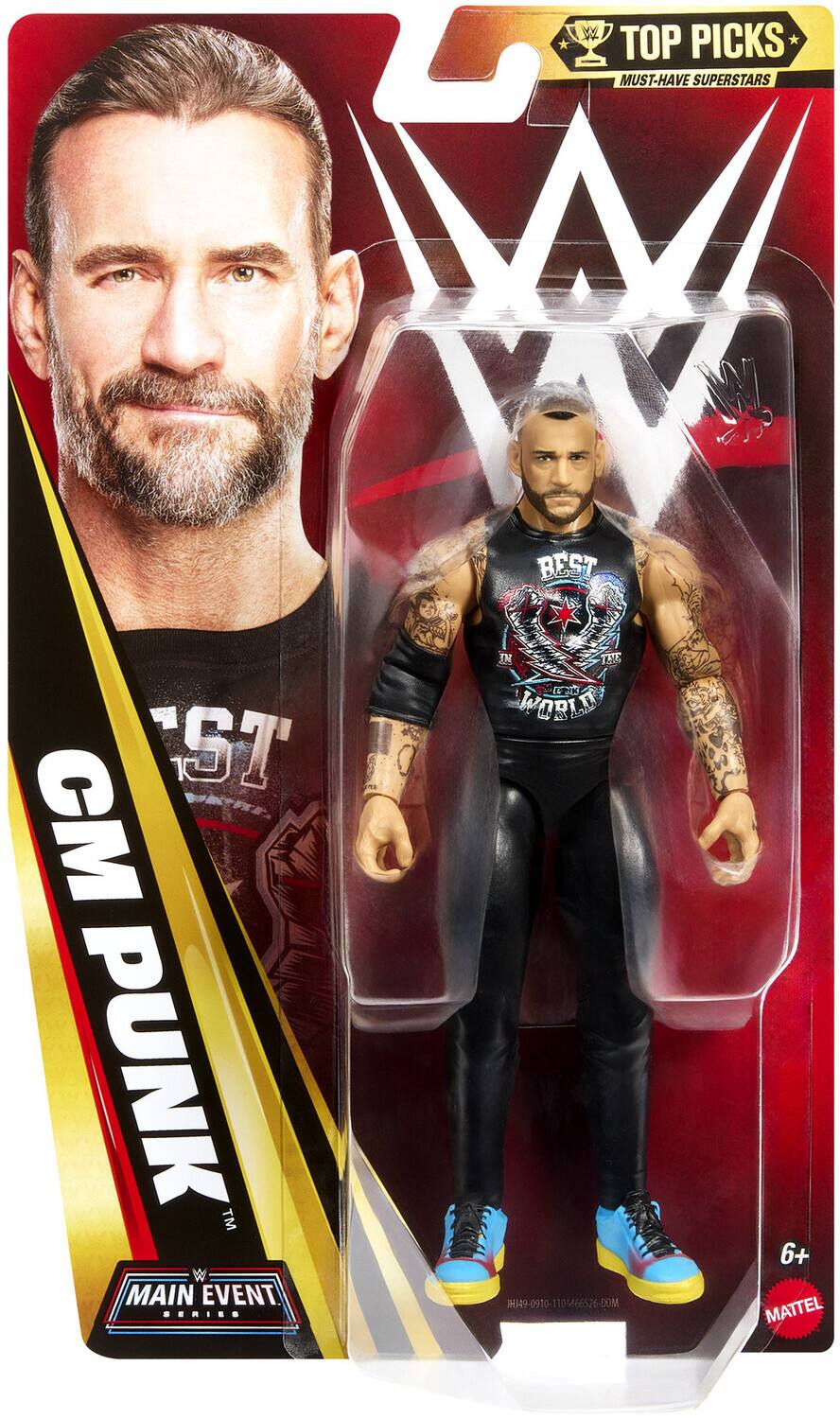 W. PICKS * TOP MUST-HAVE SUPERSTARS W L W BEST K ST M PUNK TM MAIN EVENT ..... IN THE CT WORLD H)49-0910-110-466526-DOM 10-66526 DOM 6+ MATTEL