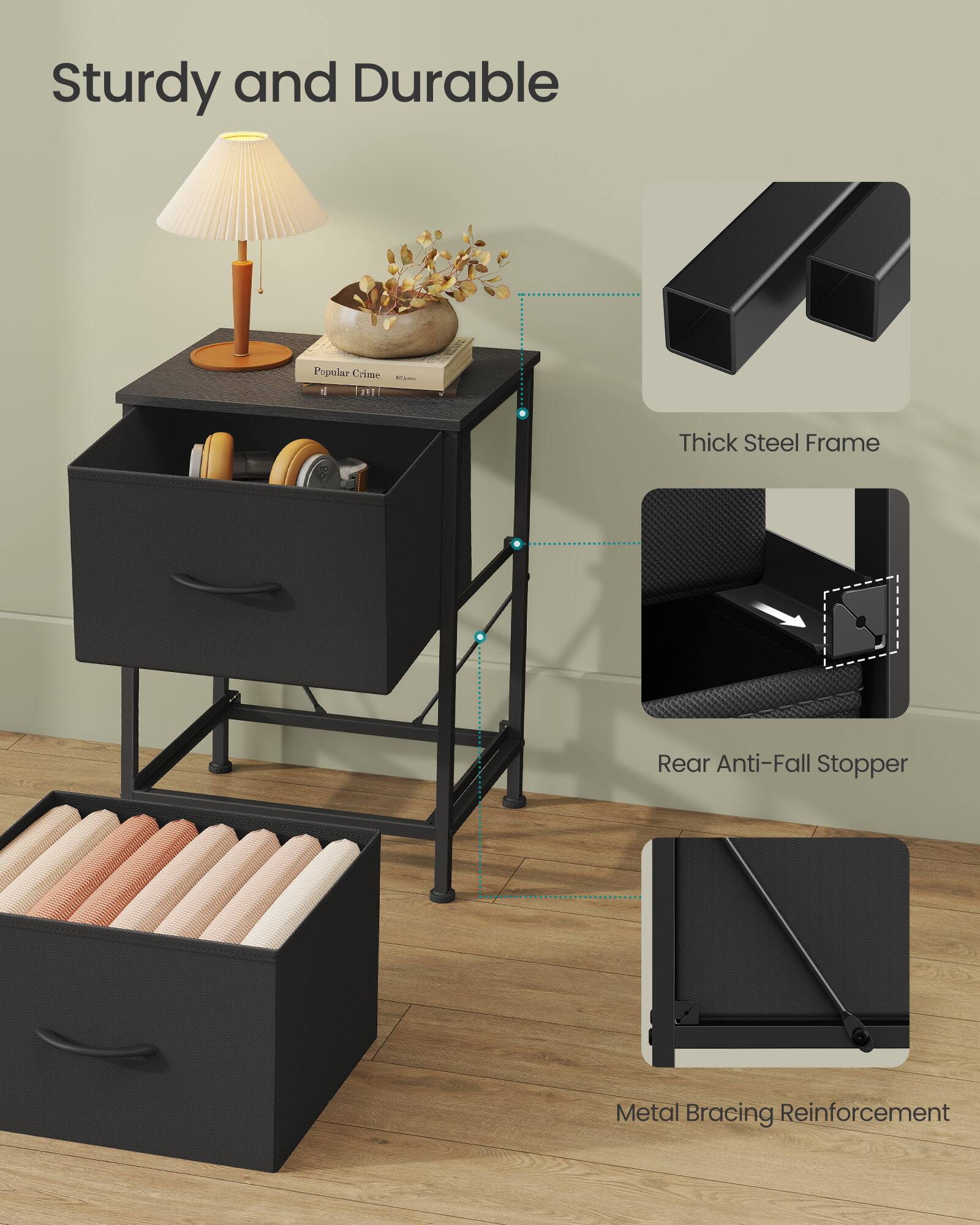 Sturdy and Durable

Popular Crime

Thick Steel Frame

Rear Anti-Fall Stopper

Metal Bracing Reinforcement