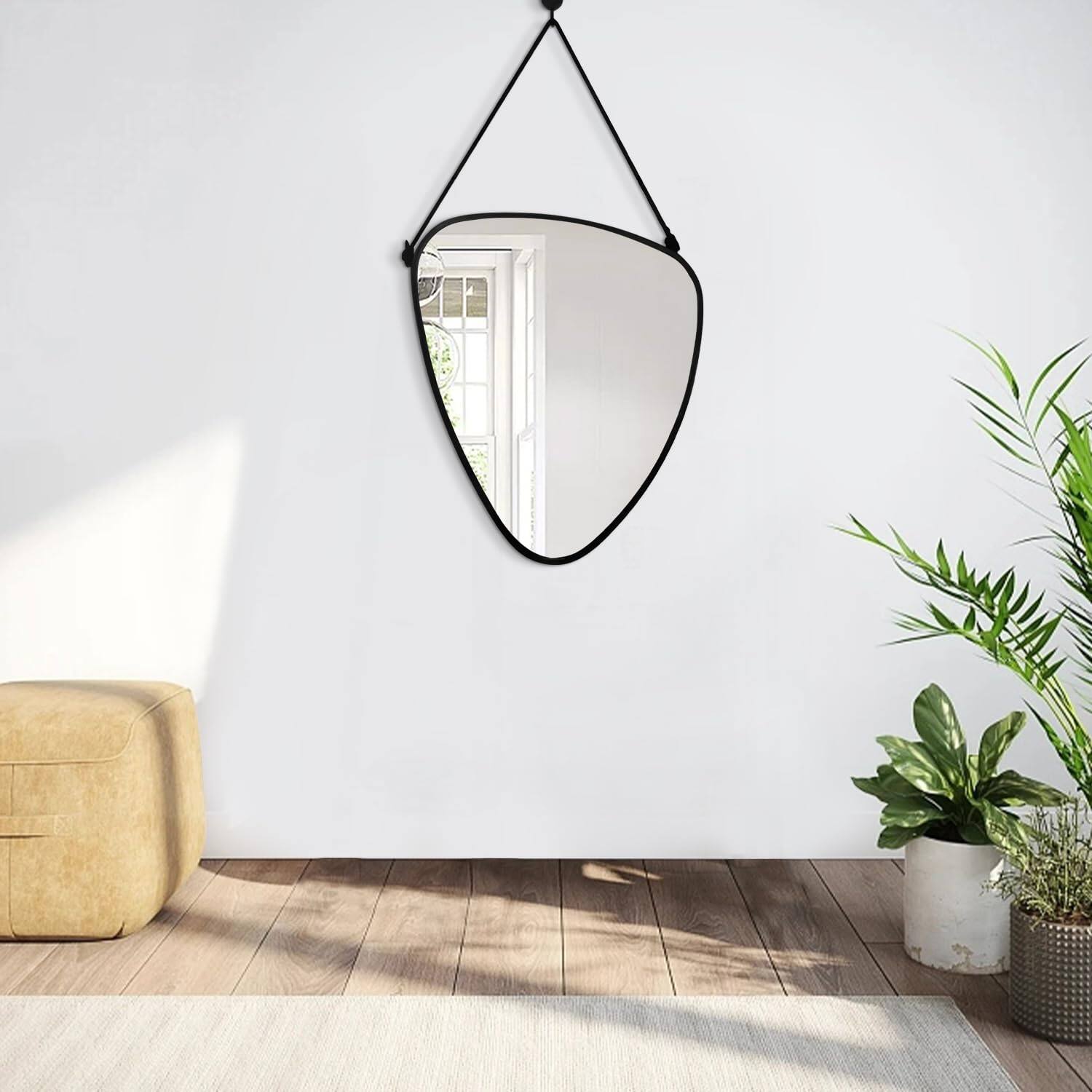 Alt View 3. Dazzling Pops - Asymmetrical Hanging Mirror Irregular Modern Frame For Wall Artistic Triangle Living Room Bedroom Entryway - Black-triangle.