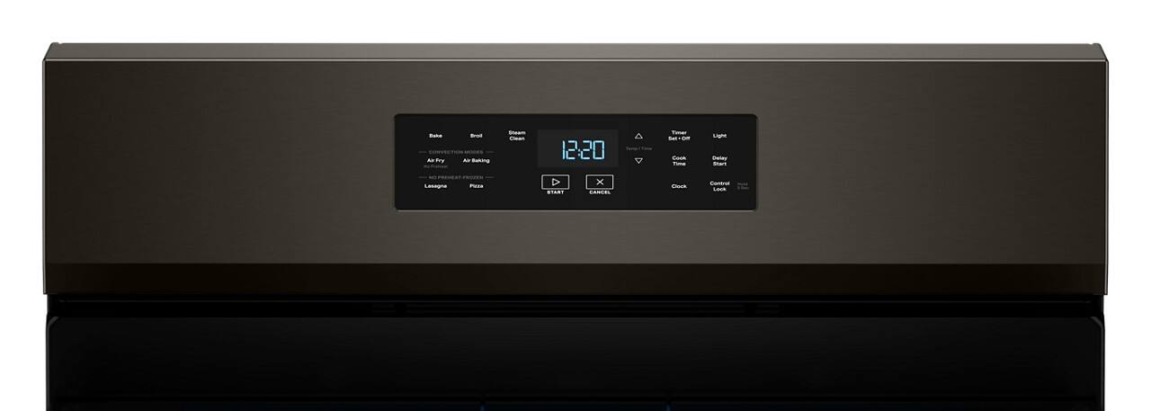 - Oven
- Broil
- Steam
- Bake
- Air Fry
- Air Baking
- Convection
- Roast
- Air Fryer
- Pizza
- Lasagna
- Timer
- Cook
- Delay
- Light
- Clock
- Cancel
- Start
- 12:20