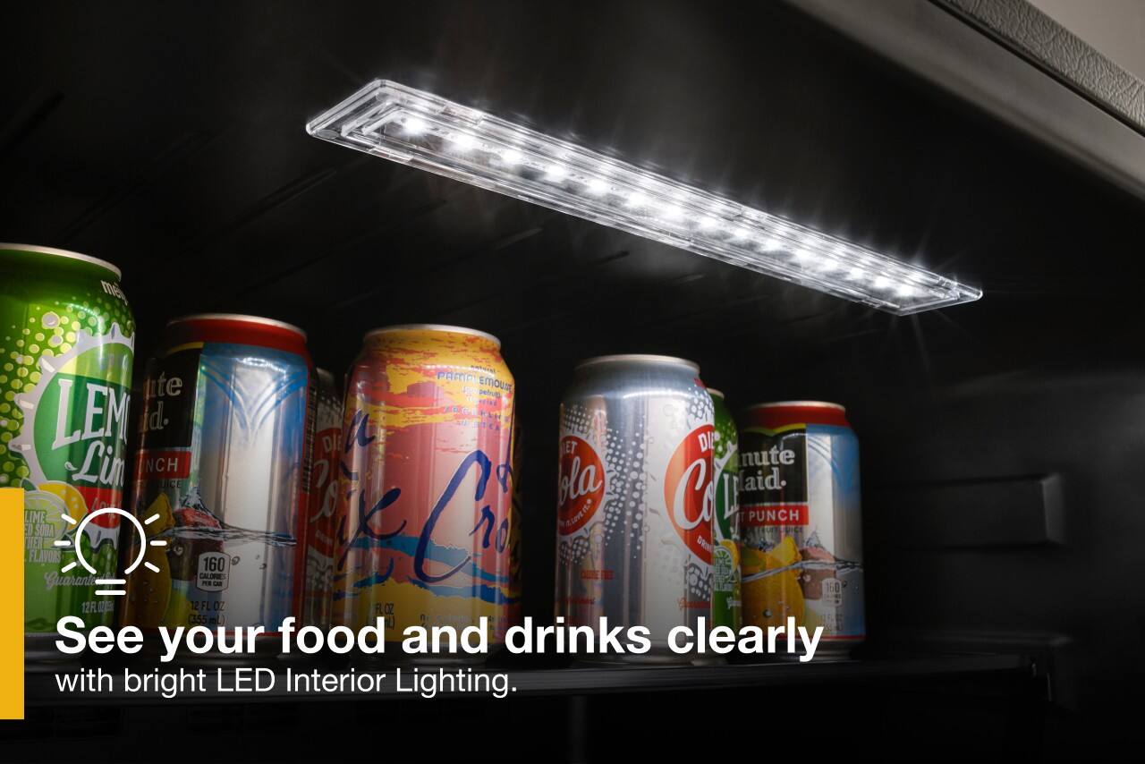 See your food and drinks clearly with bright LED Interior Lighting.

Lemon Lime Punch  
160 Calories per Can  
12 FL OZ (355 mL)