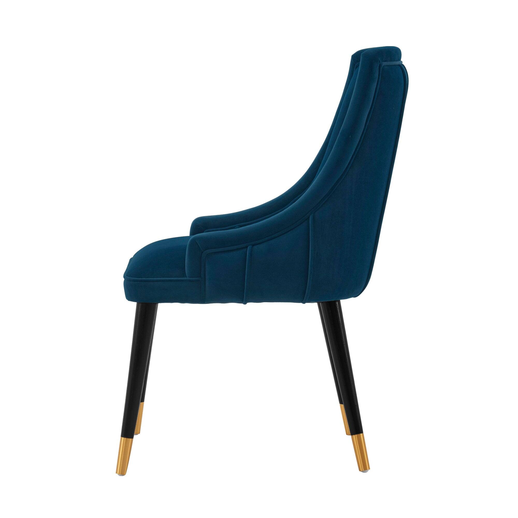 Alt View 2. Manhattan Comfort - Eda Modern Wood Upholstered Dining Chair - Set of 2 - Midnight Blue.