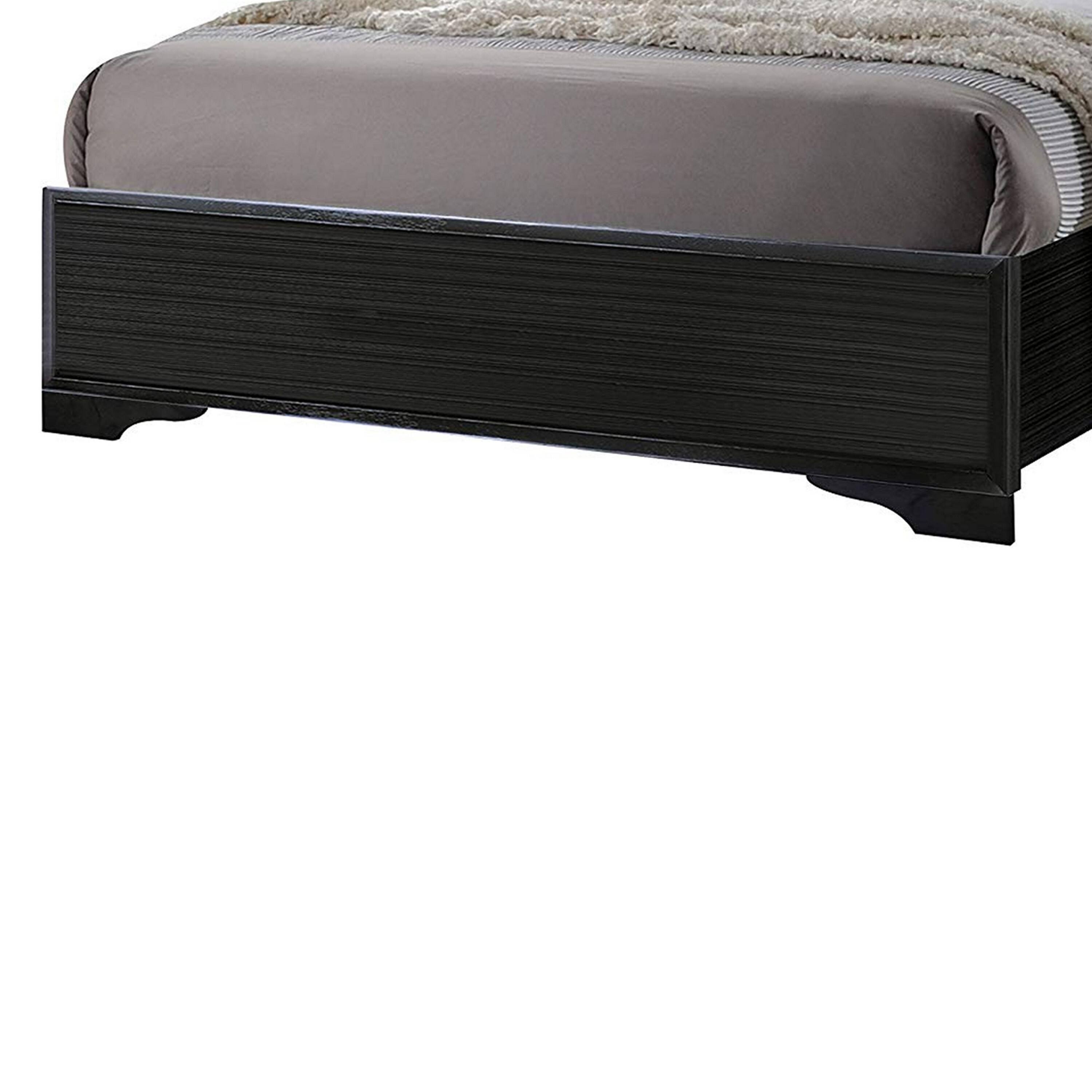 Alt View 1. Manhattan Lane - Wooden Twin Size bed with Bracket Legs and Crystal Accented Headboard, Black - Black.