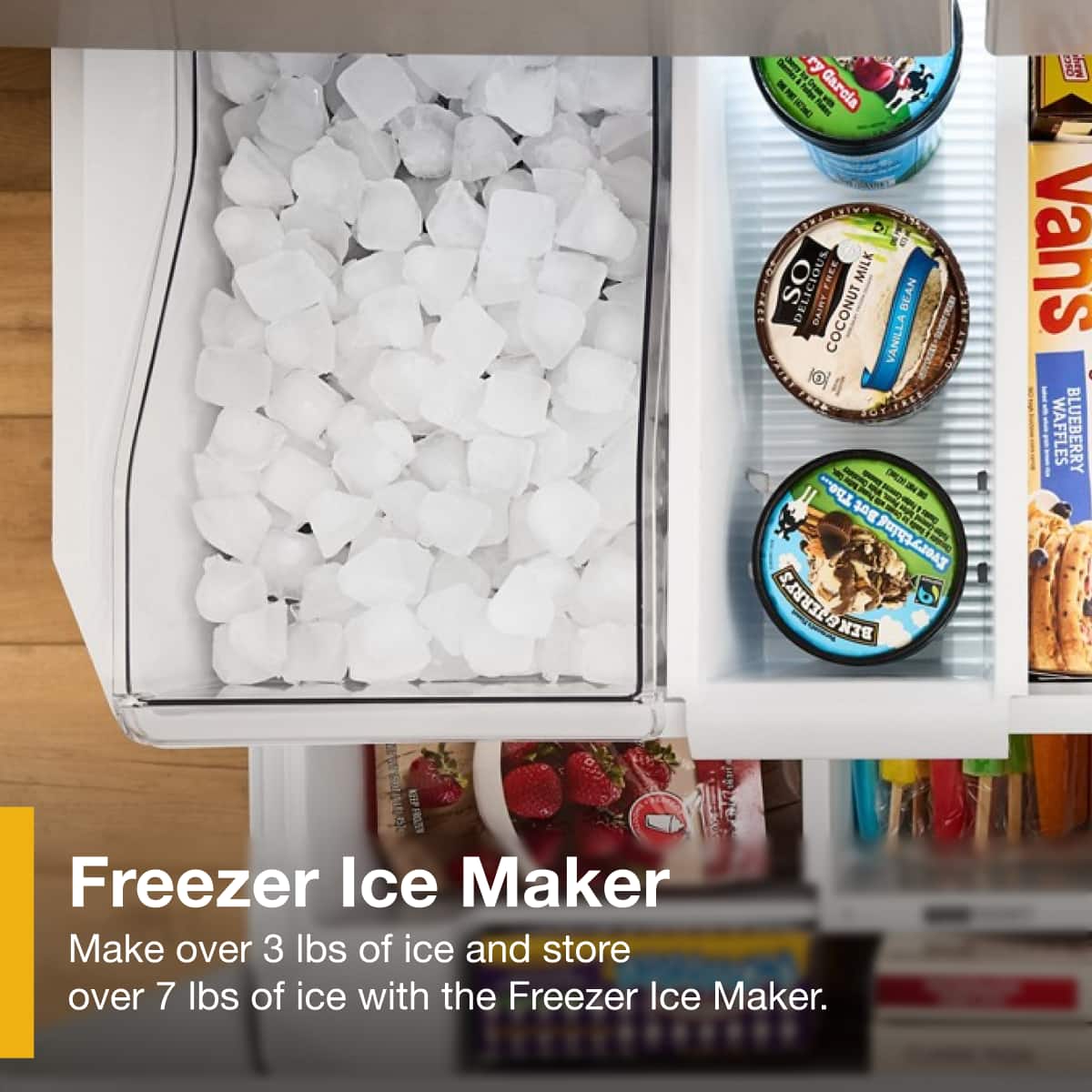 Freezer Ice Maker
Make over 3 lbs of ice and store over 7 lbs of ice with the Freezer Ice Maker.