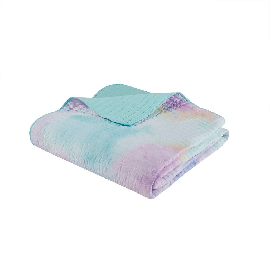 Alt View 4. Gracie Mills - Gracie Mills Orion Dreamscape Watercolor Tie Dye Comforter Set with Cozy Throw Pillow - Aqua.