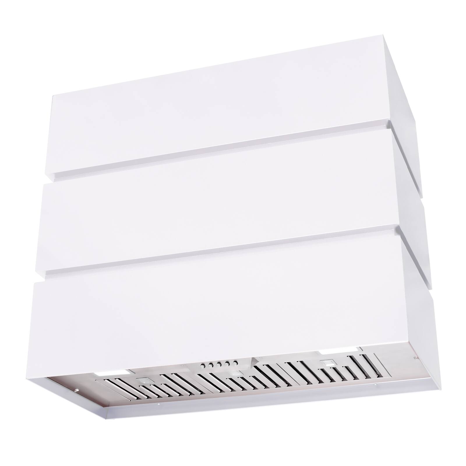Front. Akicon - Akicon 36 inch Ducted 600-CFM White Wall-Mounted Range Hood with Charcoal Filter - White.