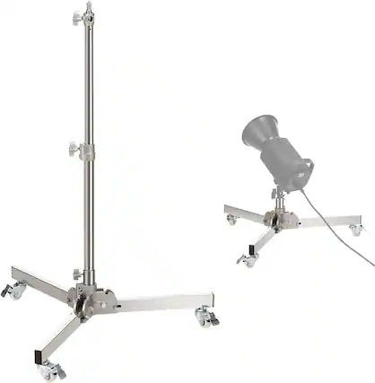 Front. Neewer - Heavy Duty Light Stand, 3.2ft, 22lb Load, Casters - Silver.