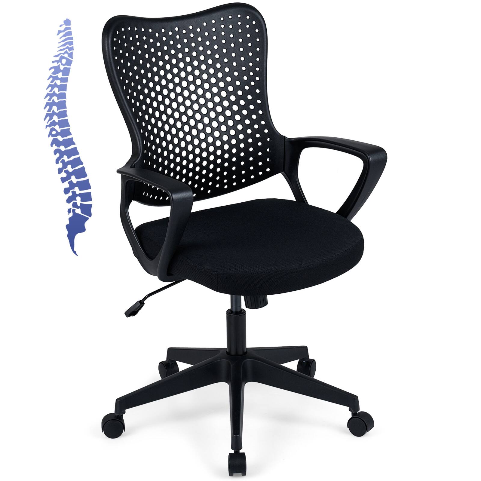 Alt View 9. Gymax - Gymax 2Pcs Ergonomic Office Chair Computer Desk Chair w/ Armrests Padded Cushion - Black.